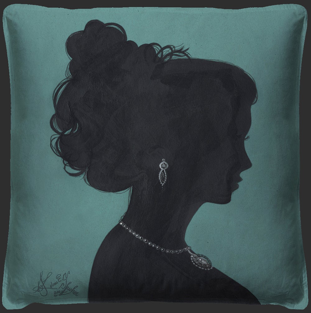 Spicher & Company Lady Silhouette 2 Blue Pillow 15042