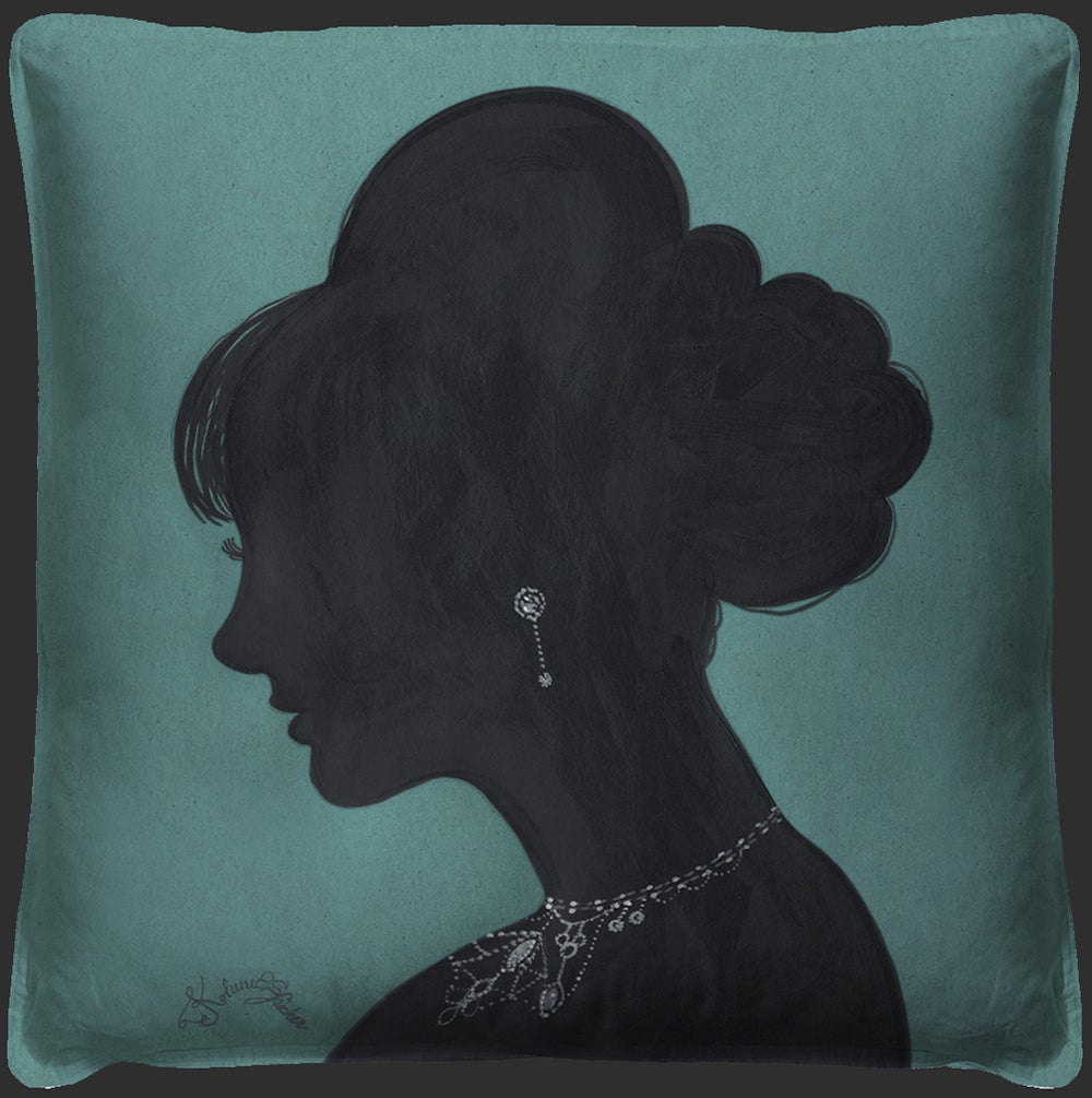 Spicher & Company Lady Silhouette 4 Blue Pillow 15043