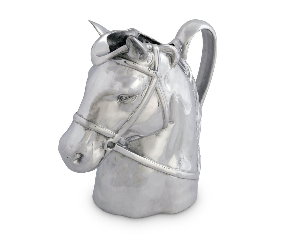 Arthur Court Designs Aluminum Thoroughbred Race Horse Pitcher Water Jug for Hot/Cold Water, Ice Tea and Juice Beverage 10 Inch Tall