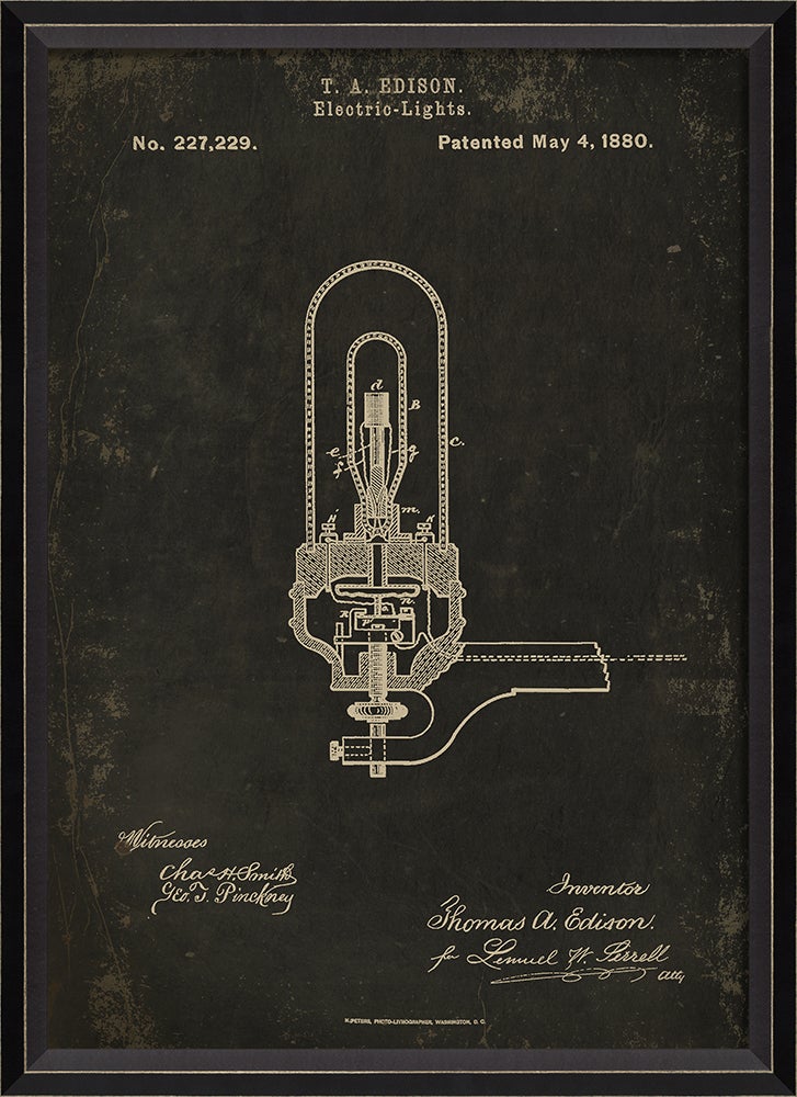 Spicher & Company BC Edison Patent US 227229 on Black Sm 18226