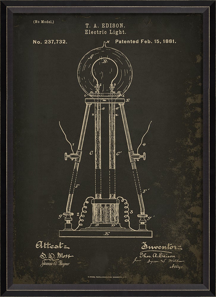 Spicher & Company BC Edison Patent US 237732 on Black Sm 18227
