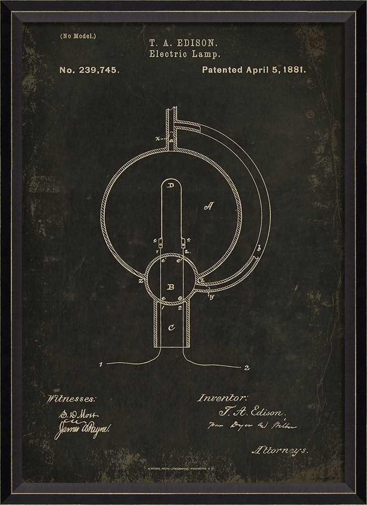 Spicher & Company BC Edison Patent US 239745 on Black Sm 18228