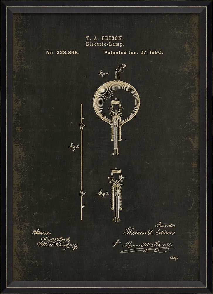 Spicher & Company BC Edison Patent US 223898 on Black Sm 18229