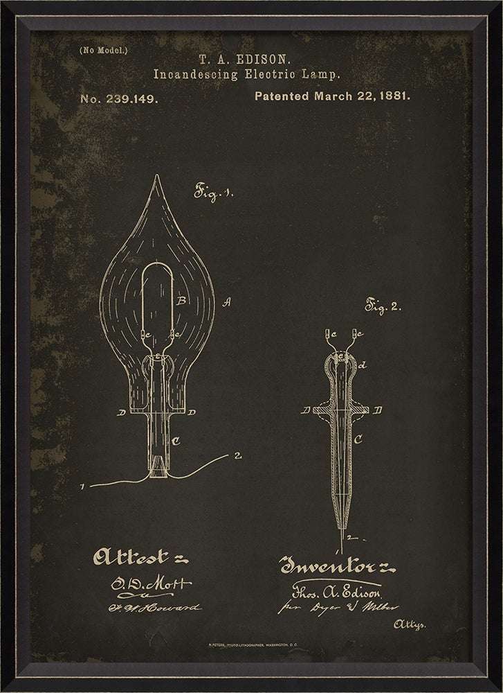 Spicher & Company BC Edison Patent US 239149 on Black Sm 18231