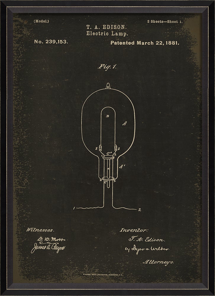 Spicher & Company BC Edison Patent US 239153 on Black Sm 18232