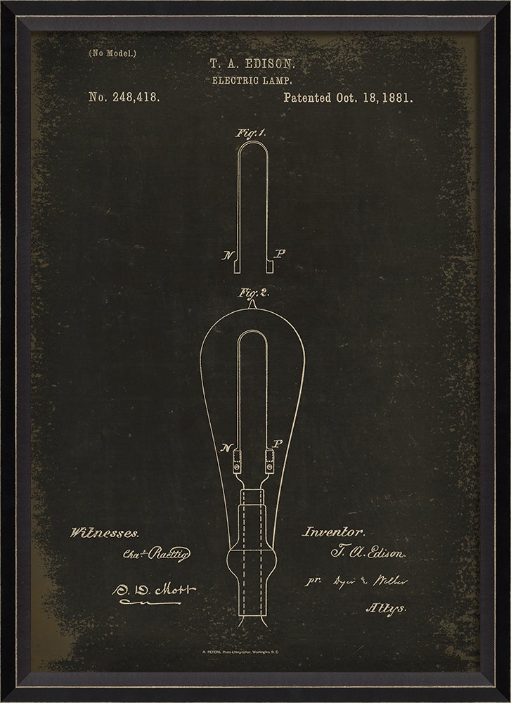 Spicher & Company BC Edison Patent US 248418 on Black Sm 18233