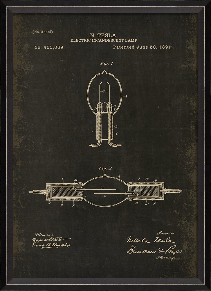 Spicher & Company BC Tesla Patent US 455069 on Black Sm 18240