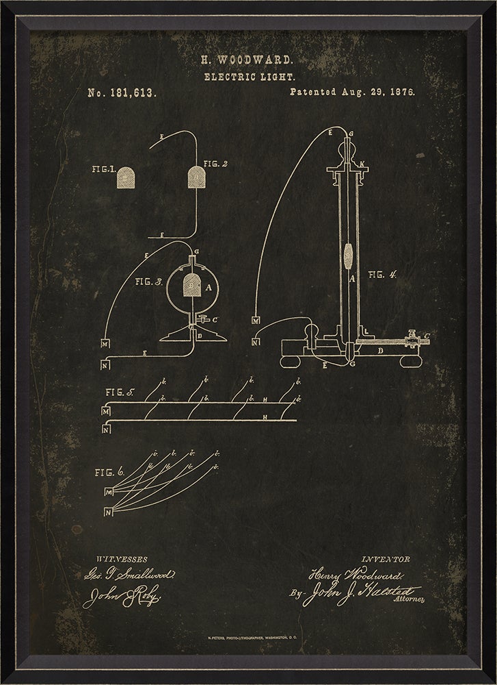 Spicher & Company BC Woodward Patent US 181613 on Black Sm 18242
