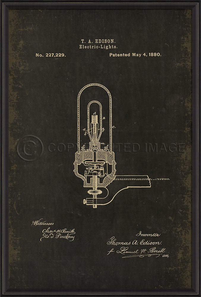 Spicher & Company BCBL Edison Patent US 227229 on Black xl 18260