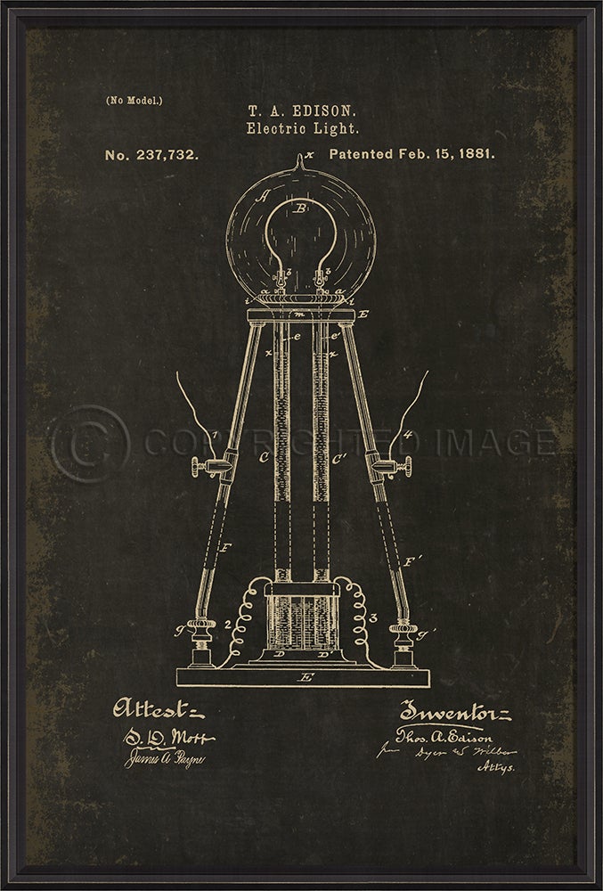 Spicher & Company BC Edison Patent US 237732 on Black Md 18244