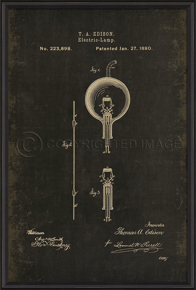 Spicher & Company BCBL Edison Patent US 223898 on Black xl 18263
