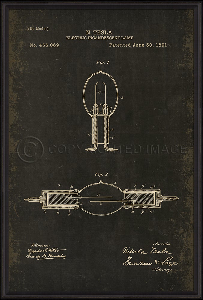 Spicher & Company BCBL Tesla Patent US 455069 on Black xl 18274
