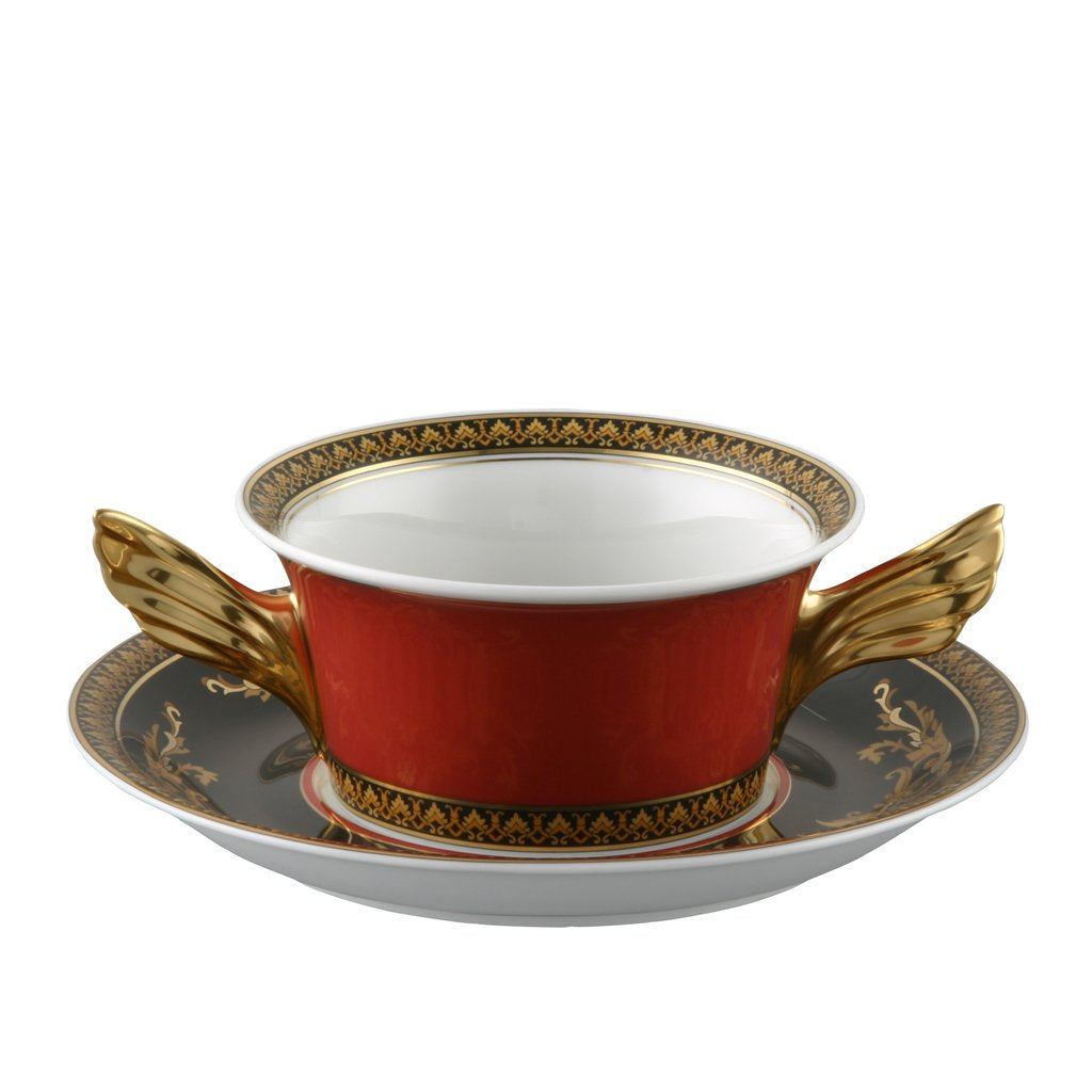 Versace Medusa Red Cream Soup Cup & Saucer 19300-409605-10420