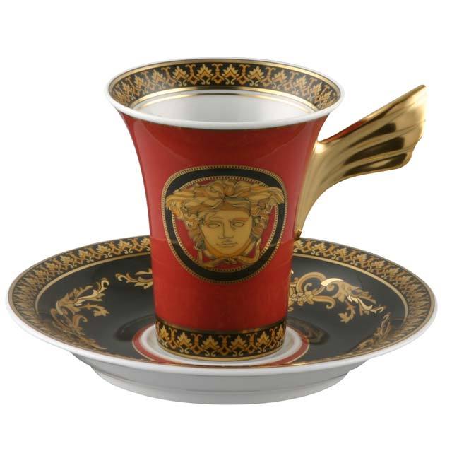 Versace Medusa Red AD Cup & Saucer Winged Handle 19300-409605-14720