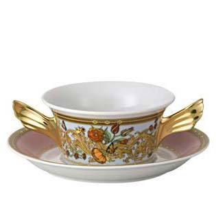 Versace Butterfly Garden Cream Soup Cup & Saucer 19300-409609-10420