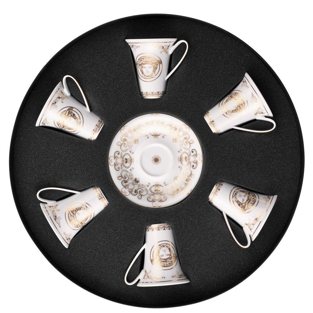 Versace Medusa Gala Gold AD Cup & Saucer Set Six Rount Hat Box 19325-403636-29254