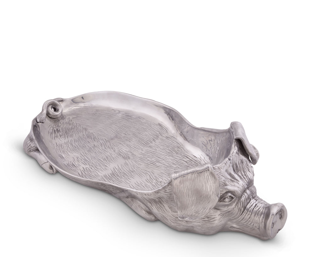 Arthur Court Extra Large Pig Ham Serving Carving Tray Cast Aluminum Perfect for Easter / Christmas Ham - 7" x 12" x 26"
