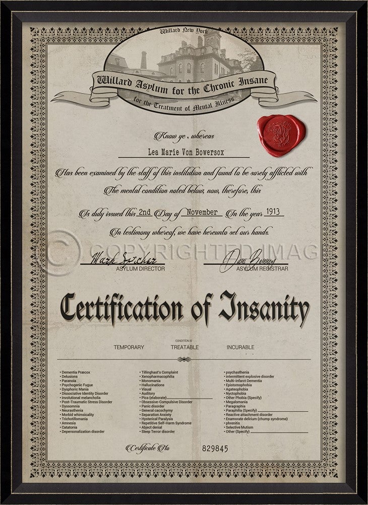 Spicher & Company BC Certificate of Insanity 27171