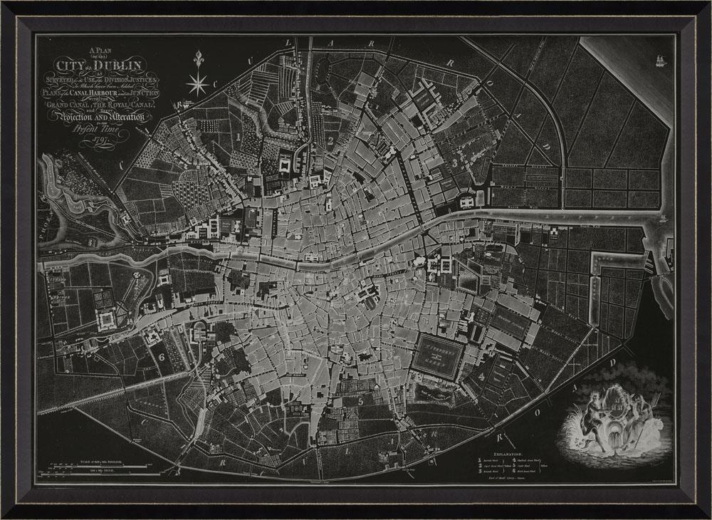 Spicher & Company BC Dublin Ireland 1797 MAP on Black 30177