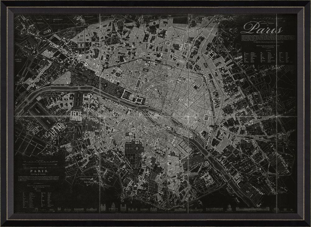 Spicher & Company BC Paris France 1834 MAP on Black 30179
