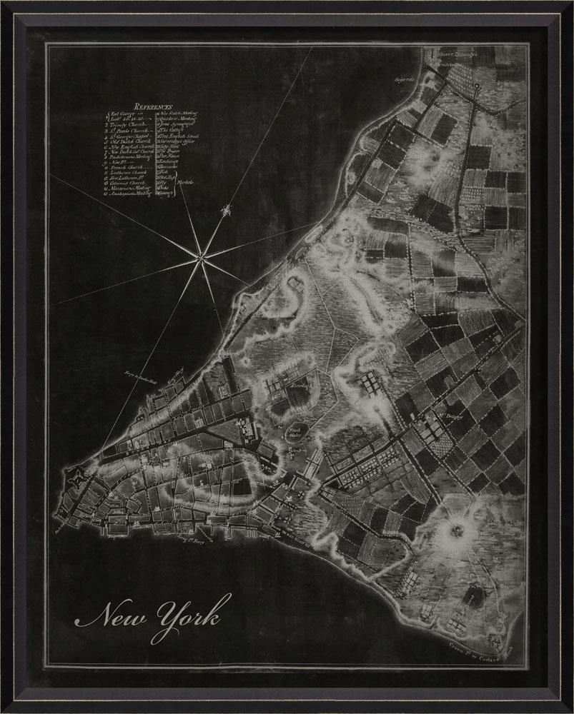 Spicher & Company BC New York City 1776 MAP on Black 30186