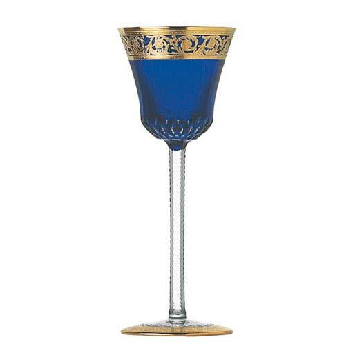 St Louis Crystal Thistle Gold Dark-Blue Hock