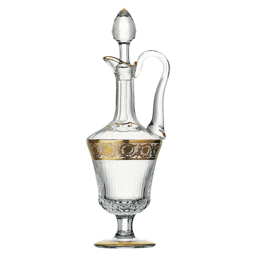St Louis Crystal Handled Wine Decanter Thistle