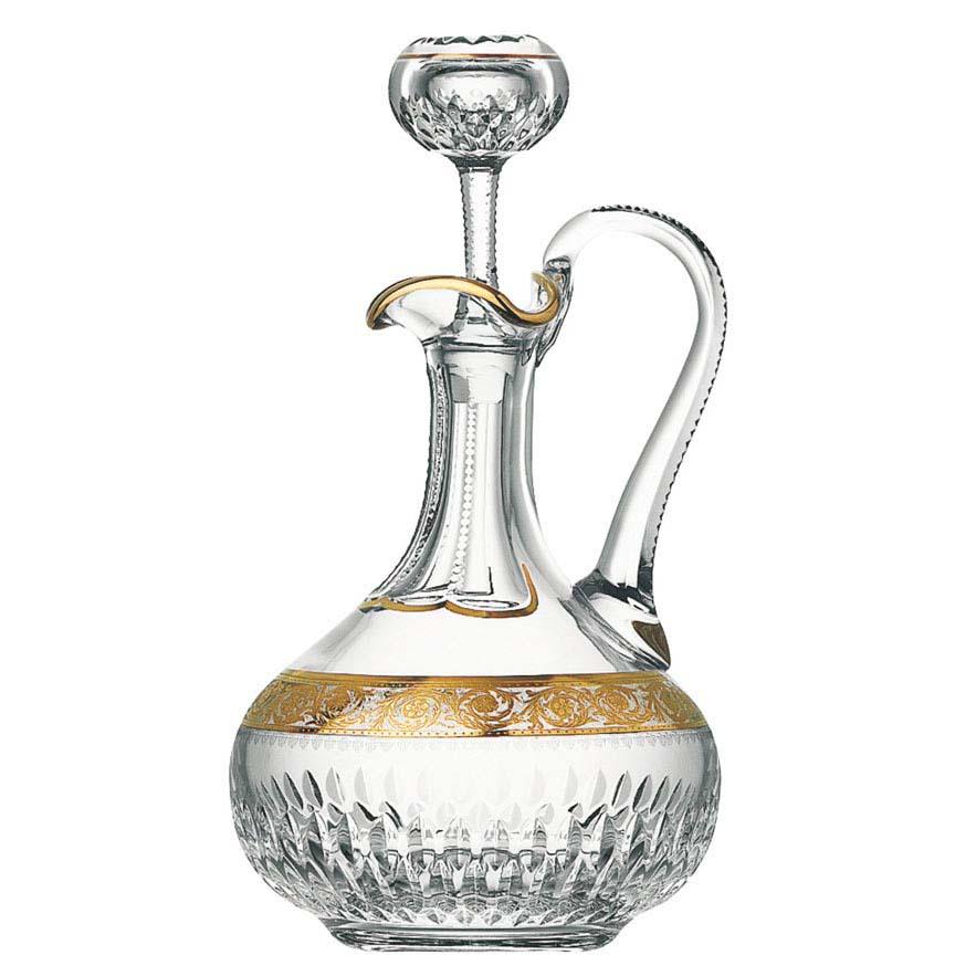 St Louis Crystal Thistle Gold Wine Decanter With A Handle