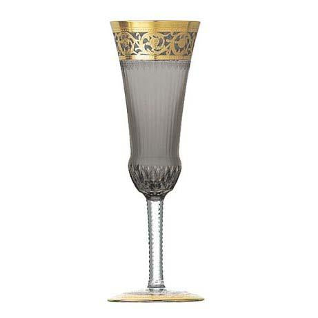 St Louis Crystal Thistle Gold Flannel-Grey Champagne Flute