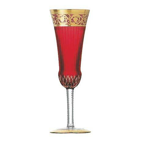 St Louis Crystal Thistle Gold Red Champagne Flute