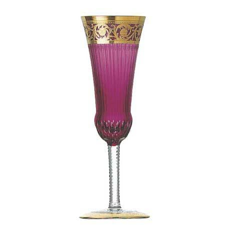 St Louis Crystal Thistle Gold Amethyst Champagne Flute