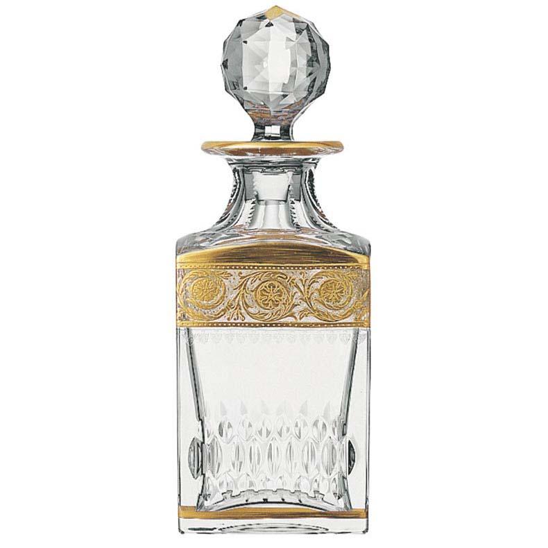 St Louis Crystal Thistle Gold Square Decanter