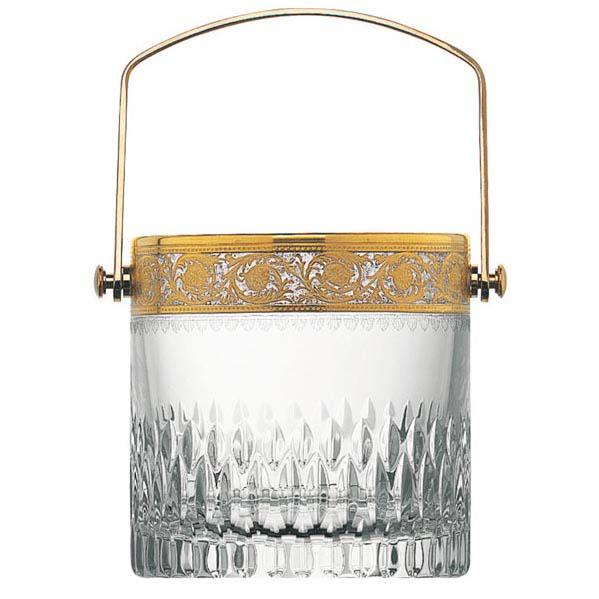 St Louis Crystal Thistle Gold Ice Bucket With A Handle