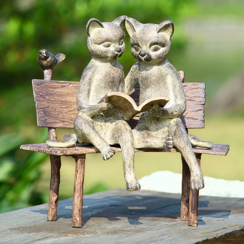 SPI Reading Cats On Bench Garden 33675