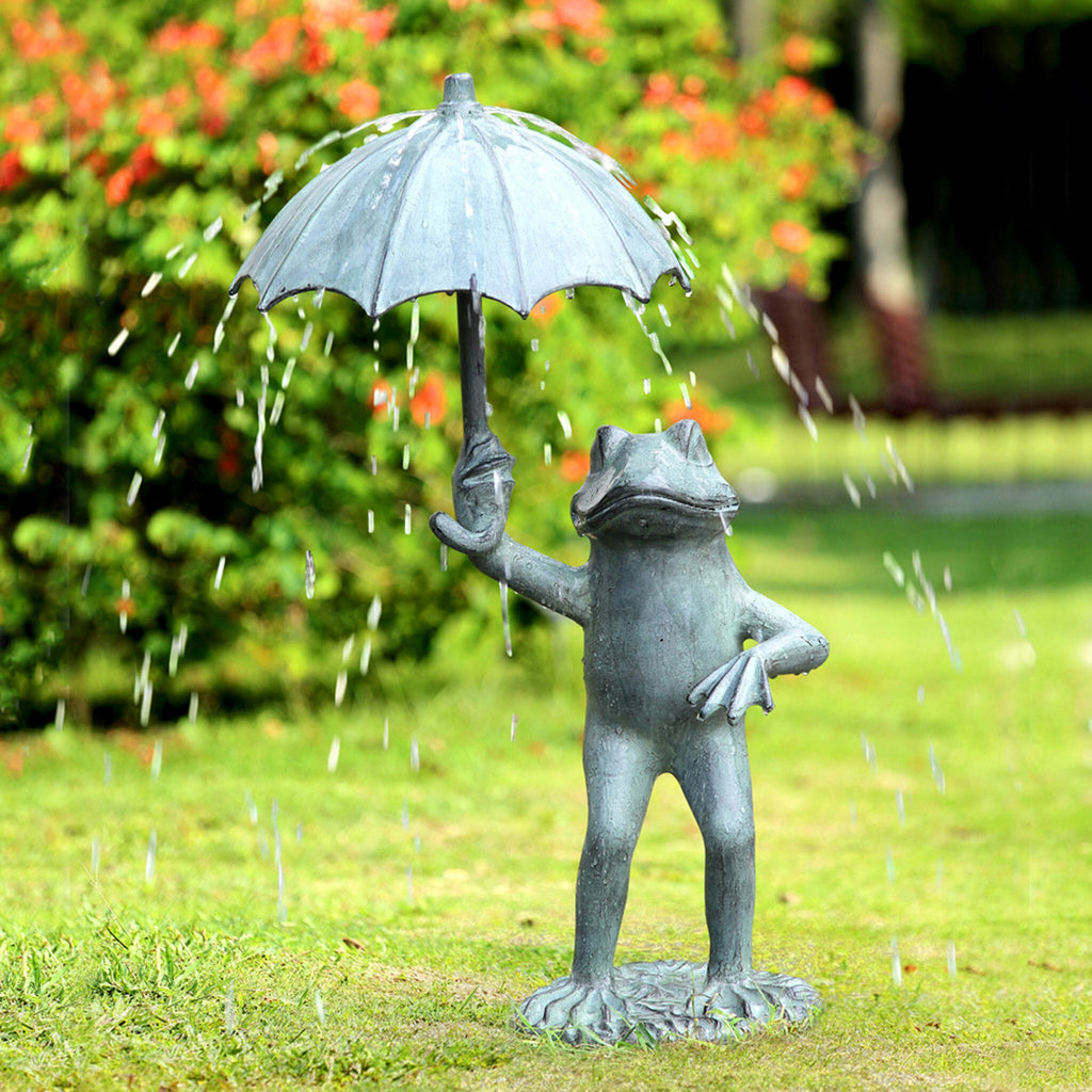 SPI Frog With Umbrella Garden Spit 34795