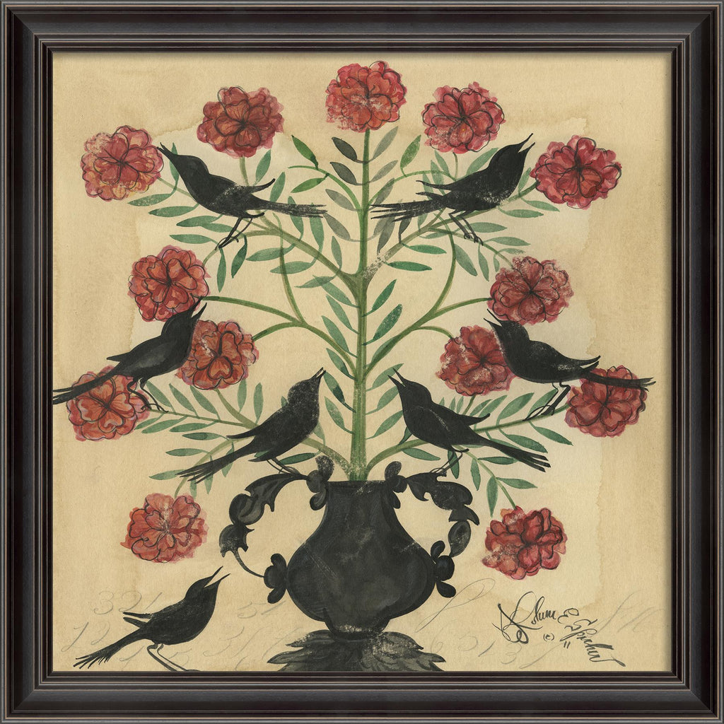 Spicher & Company LS Black Birds in Pink Flowers 35190