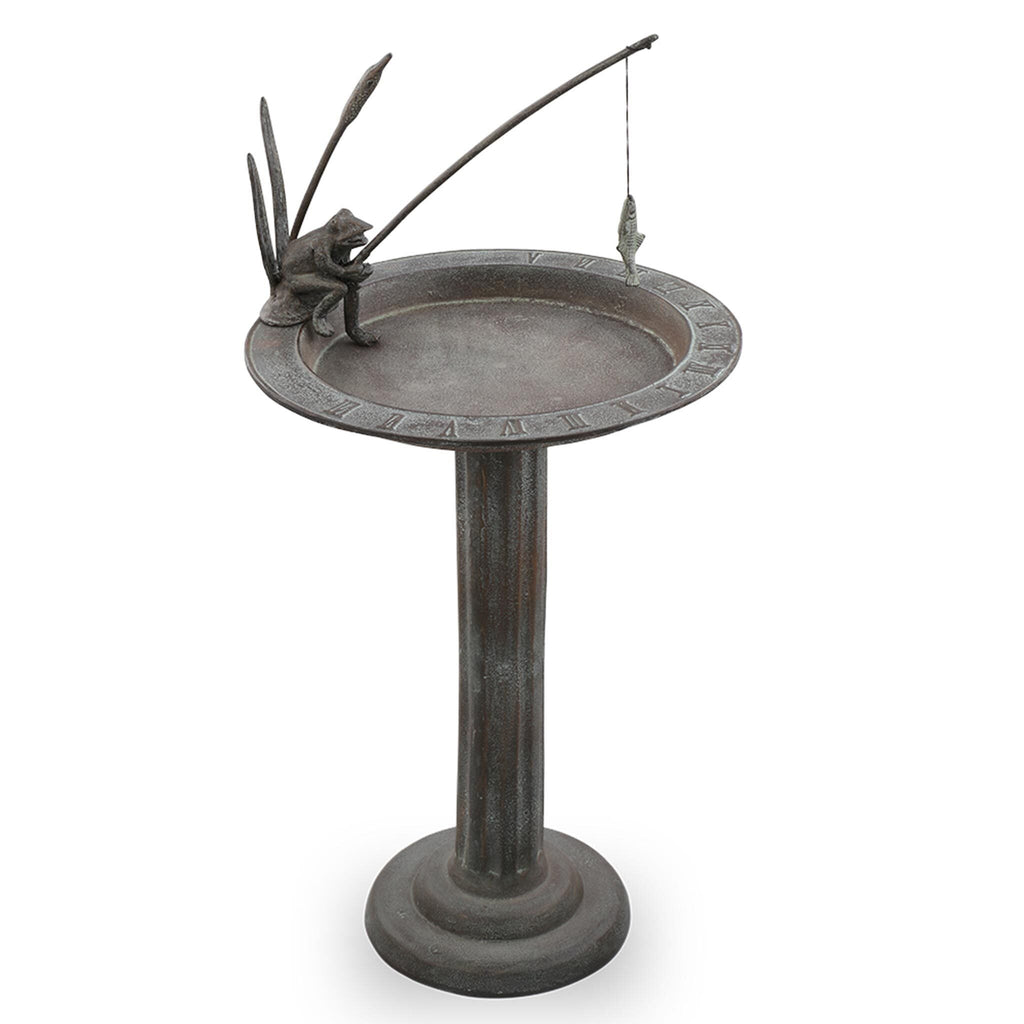 SPI Fishing Frog Sundial Birdbath 41030