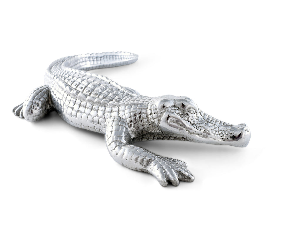 Arthur Court Designs Aluminum Alligator Large Figurine 12" Long
