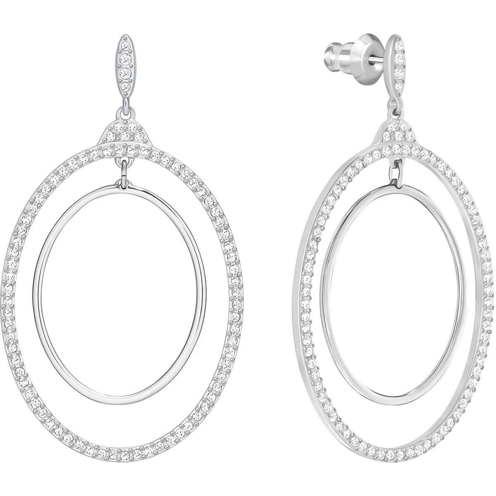 Swarovski Gilberte Hoop Pierced Earrings White Rhodium Plating 5279777