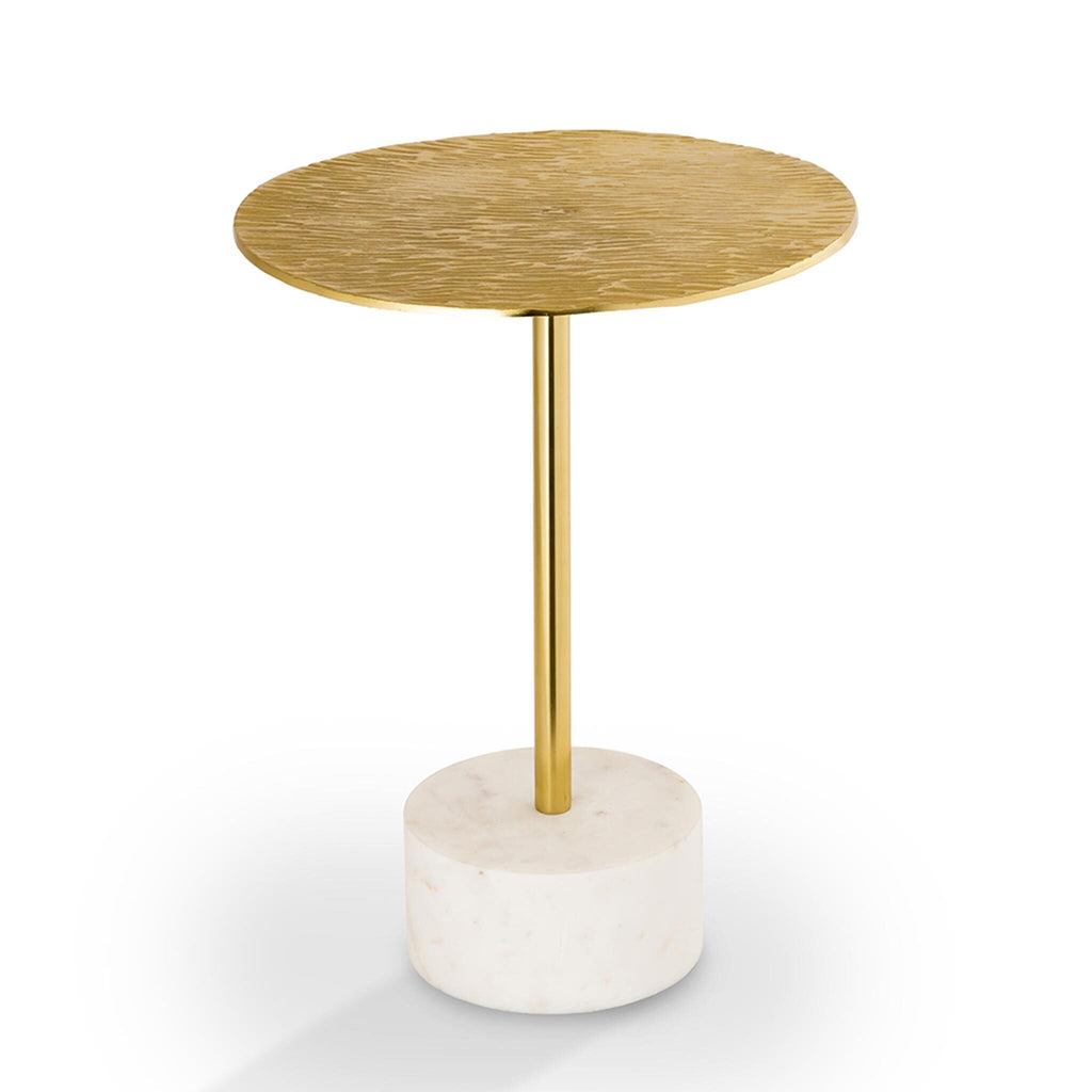SPI Golden Finish End Table With Marble Base 53002