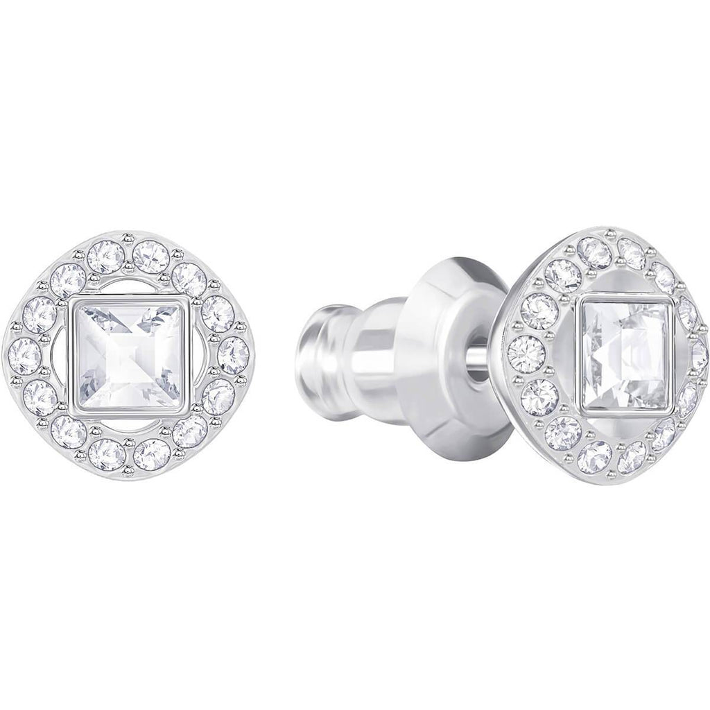 Swarovski Crystal Angelic Square Pierced Earrings White Rhodium Plating 5368146