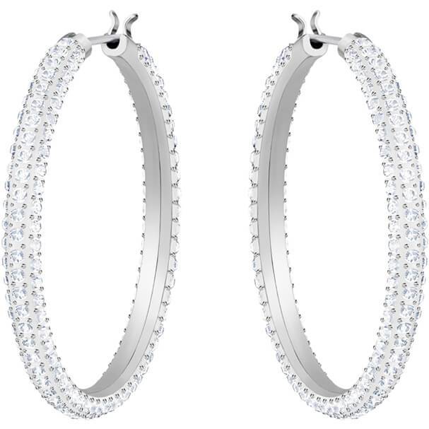 Swarovski Stone Hoop Pierced Earrings White Rhodium Plating 5389432