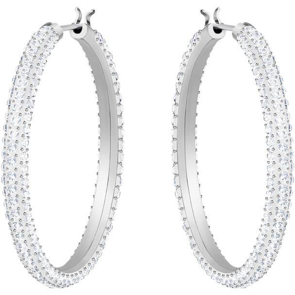 Swarovski Stone Hoop Pierced Earrings White Rhodium Plating 5389432