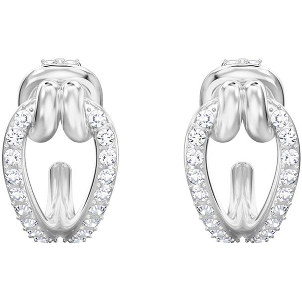 Swarovski Lifelong Hoop Pierced Earrings Small White Rhodium Plating 5390814