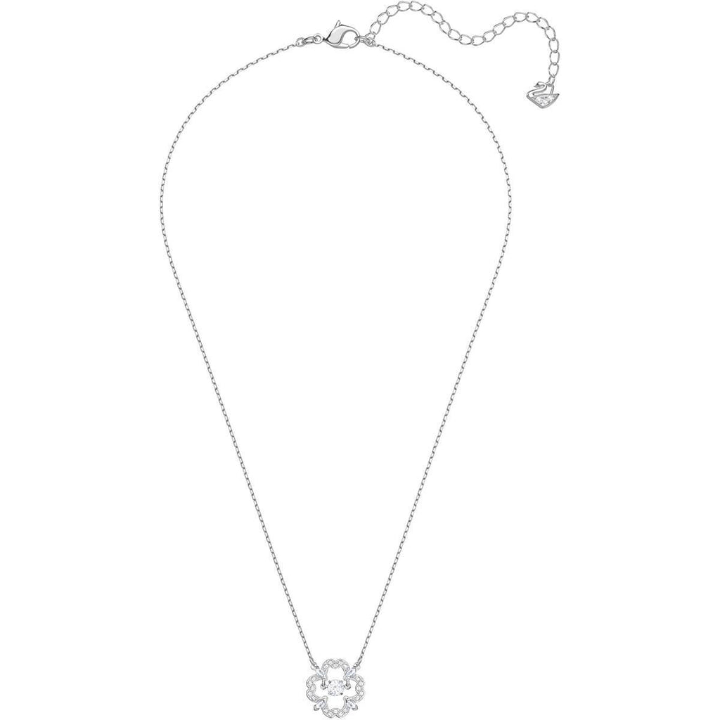 Sparkling Dance Flower Necklace White Rhodium Plating 5392759