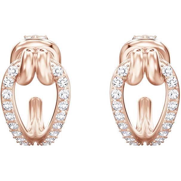 Swarovski Lifelong Hoop Pierced Earrings Small White Rose Gold Plating 5392920