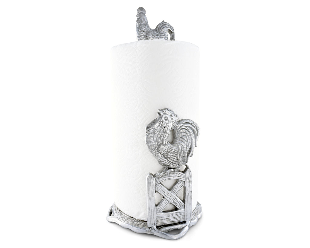 Arthur Court Aluminum Farmhouse Rooster Country Decorative Countertop Paper Towel Holder Metal 14" Standing Tall