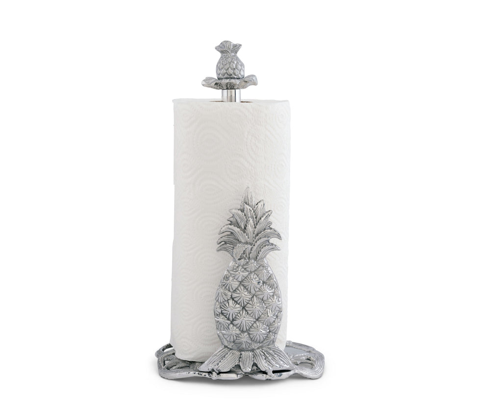 Arthur Court Pineapple Countertop Decorative Paper Towel Holder Aluminum Metal 14.5" Standing Tall