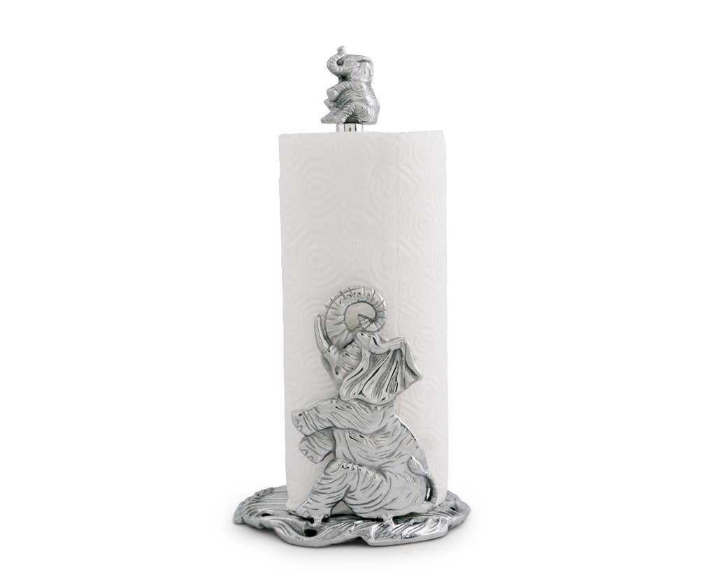 Arthur Court Designs Elephant Decorative Counter Top Paper Towel Holder - Aluminum Metal 14.5" Standing Tall