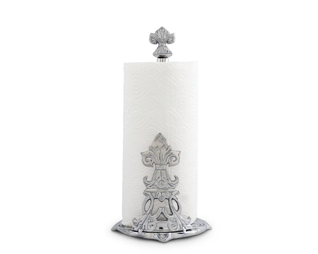 Arthur Court Designs Decorative Countertop Fleur-De-Lis French Paper Towel Holder - Aluminum Metal 13" Standing Tall on Countertop